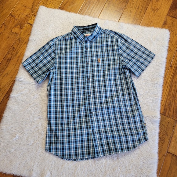 Fjallraven Other - Fjallraven Ovik Shirt Button Up Short Sleeve Men's Small Regular Fit Plaid Blue